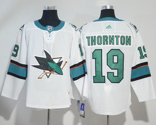 Adidas Men San Jose Sharks #19 Joe Thornton White Road Authentic Stitched NHL Jersey